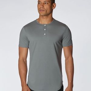 Cuts Clothing Henley SPLIT-HEM Sage M Black Buttons